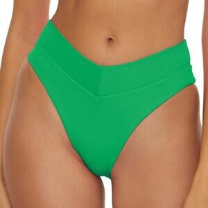 Becca Modern Edge Elise Banded High Waist Bikini bottom green - S